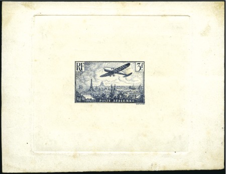 Stamp of France 1936 3Fr Ultramarine, sunken die proof, bit soiled