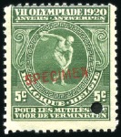 Stamp of Olympics » 1920 Antwerp Belgium 1920 Olympics set of three with Specimen o