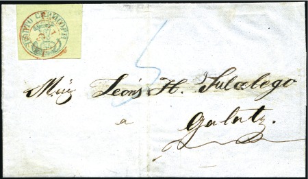 Stamp of Romania 1858 54 Parale green on blue green, sharp impressi
