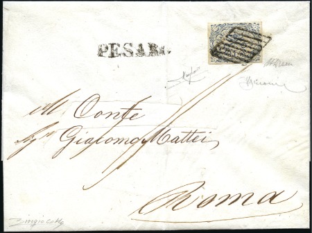 Stamp of Italian States » Papal States ONE OF THE FINEST KNOWN 50b SINGLE FRANKINGS / IL 