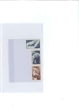 Stamp of France 1947-48 "Entraide" issues, set of 3 IMPERF, signed