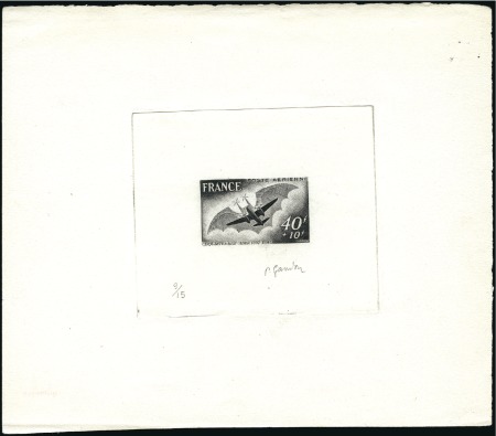 Stamp of France 1947-48 "Entraide" issues, artist's sunken die pro