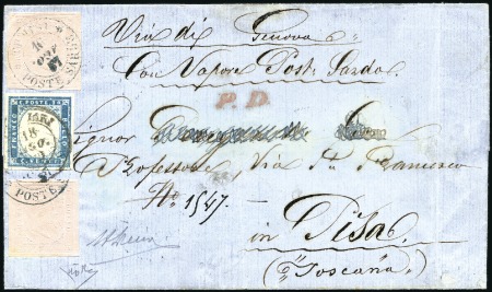 Stamp of Italian States » Sardinia UNIQUE MIXED ISSUES FRANKING FROM TUNISIA / UNICA 