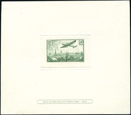 Stamp of France 1936 85c - 50Fr Plane over Paris, complete set as