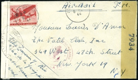 Stamp of France 1944 "RF" ovpt. (small size, raised periods) on US