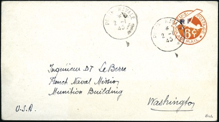 Stamp of France 1945 USA 6c Entier postal, deux exemplaires avec s