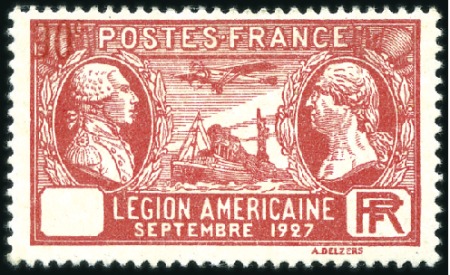 Stamp of France 1927 90c American Legion / Lindbergh, WITH MISPLAC