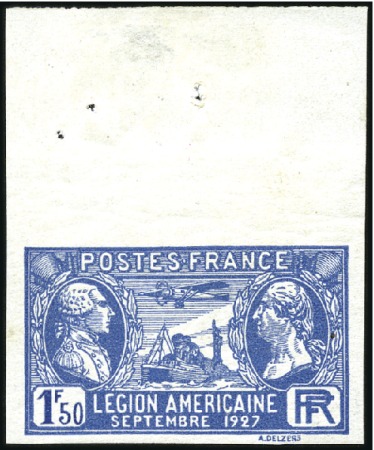 Stamp of France 1927 1.50Fr Ultramarine, IMPERF with top sheet mar