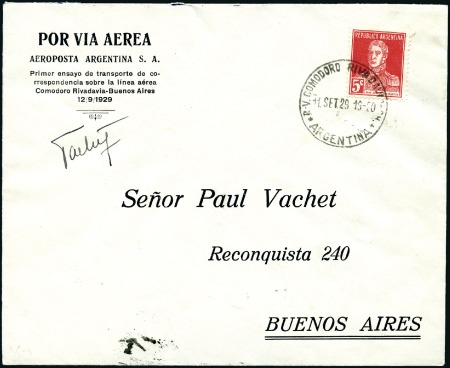 Stamp of Argentina 1929 (12 Sept.) Trial Flight, Comodoro Rivadavia (