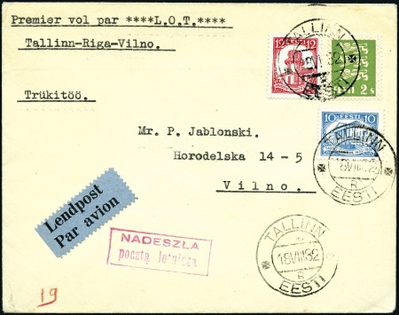 Stamp of Estonia 1932 (18 August) FFC Tallinn-Riga-Wilno by Polish