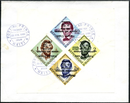 Stamp of Haiti 1959 Refugee Year surcharges on Lincoln min. sheet