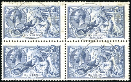 Stamp of Great Britain » King George V 1918-19 Bradbury 10s dull grey-blue block of four 