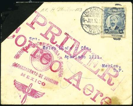 Stamp of Mexico 1917 (6 July) First Government Airmail flight, Pac