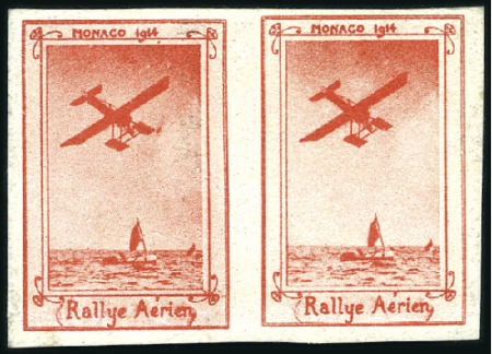 Stamp of Colonies françaises » Monaco 1914 "Rallye Aérien," special red label for the ev