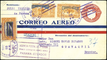 Stamp of Panama 1929 (23 May) Panama City to Guayaquil, Ecuador FF