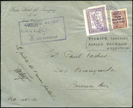 Stamp of Paraguay 1929 (2 Jan.) First flight from Asuncion to Buenos