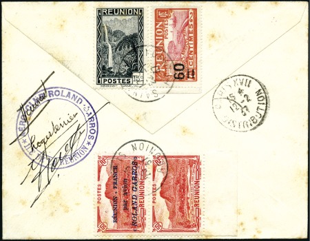 Stamp of Colonies françaises » Réunion 1937 "Roland Garros" tenant à non-surchargé en pai