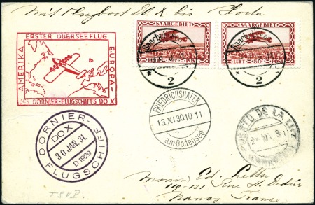 Stamp of Germany » Plebiscite Areas » Saar 1930 Postcard prepared and flown on the 1931 Do-X 