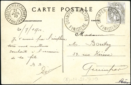 Stamp of France 1910 (July) Quimper Aviation meeting, two ppcs fro