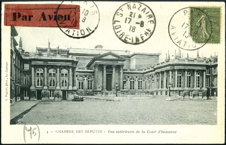 Stamp of France 1918 (17 August) First flight for regular service,