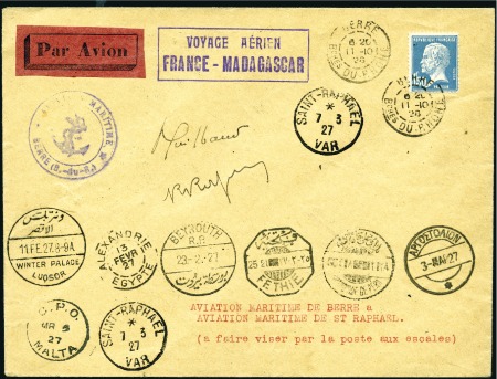 Stamp of France 1926 France-Madagascar flight by pilots Guilbaud &