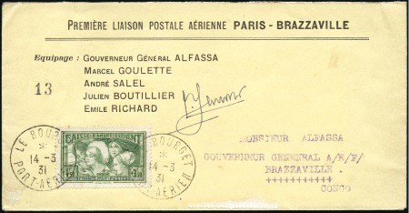 Stamp of France 1931 (14-22 March) FFC from Le Bourget to Brazzavi
