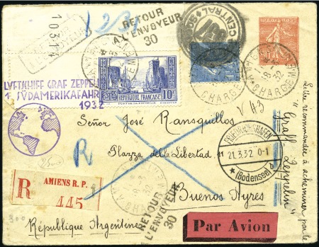 Stamp of France 1932 Zeppelin Premier vol pour l'Amérique du Sud, 