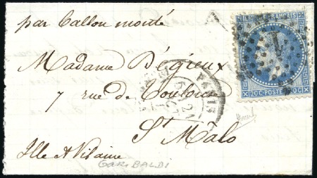 Stamp of France LE GARIBALDI Très petite lettre avec 20c Lauré de 