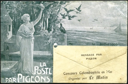 Stamp of France 1905 Vol du journal LE MATIN par PIGEON : deux car