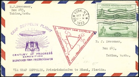 Stamp of United States 1933 (2 Oct.) Zeppelin Chicago Flight cover origin