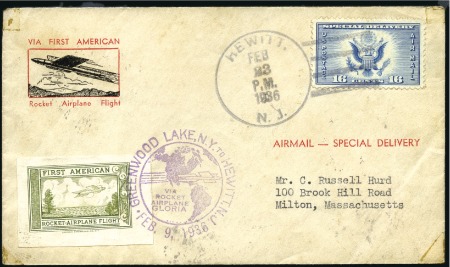 Stamp of United States USA 1936 Rocket Mail cover, scarce