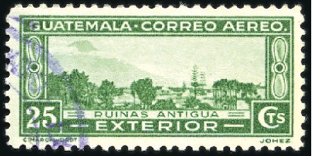 Stamp of Guatemala 1937 25c Green, the important "missing quetzal" va
