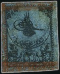 Stamp of Turkey » Tughra Issue » 1863-65 1st Printing: Narrow Spaced, Thin Paper 2pi black on blue, attractive & valuable assembly 