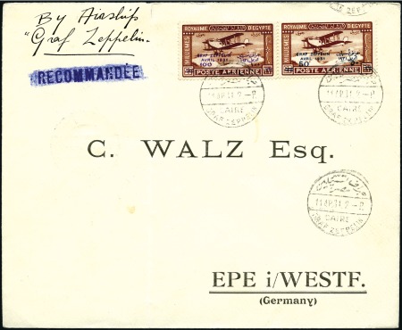 Stamp of Egypt Egypt 1931 Zeppelin set flown to Germany