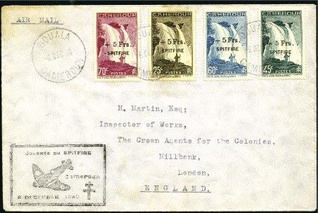 Stamp of Colonies françaises » Cameroun Cameroon 1940 "Spitfire" set on cover to England