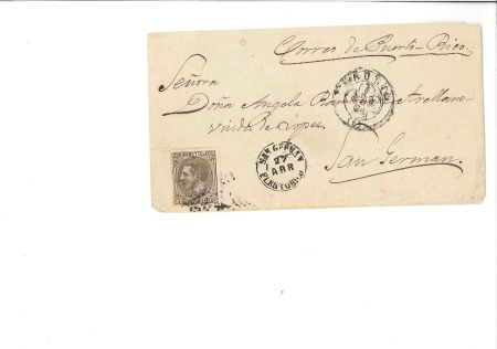 Stamp of Spain 1880 Envelope from Madrid to San Germain, PORTO RI