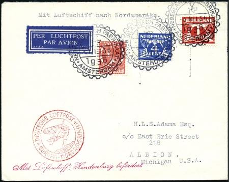 Stamp of Netherlands Netherlands 1936 Hindenburg 1st N.A. Flight cover