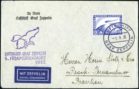 Stamp of Germany » German Empire 1932 Graf Zeppelin 5th South America Flight, airsh