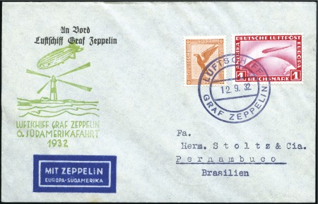 Stamp of Germany » German Empire Germany 1932 Zeppelin 6th S.A. Flight "on board" cover
