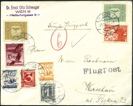Stamp of Austria Austria 1925 Kreuzer/Sch. airmail mixed franking