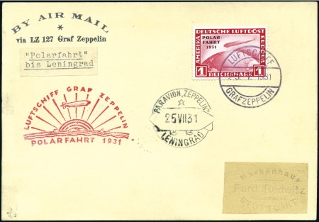 Stamp of Germany » German Empire 1931 (July 24-31) Zeppelin Polar Flight cover flow