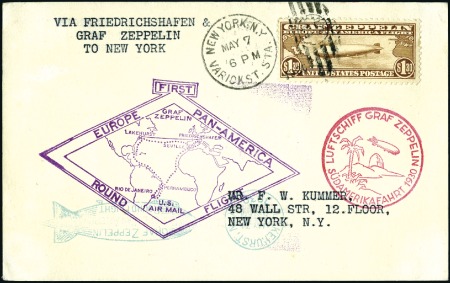 Stamp of United States 1930 $1.30 Zeppelin tied to Pan-American Flight pc