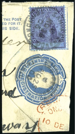 Stamp of Trinidad and Tobago 1902 Britannia 2 1/2d purple and blue, large part 