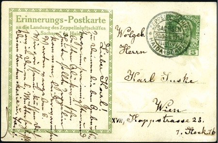 Stamp of Austria 1913 (Oct. 20) Zeppelin "SACHSEN" official 5h post