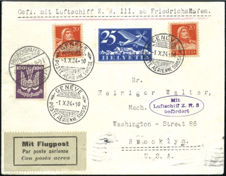 Stamp of Switzerland / Schweiz 1924 Zeppelin "ZR3" (formerly the LZ126), the "Los