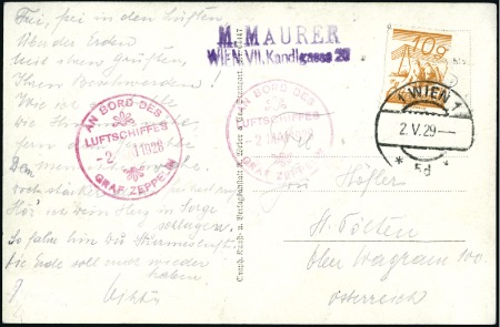 Stamp of Austria 1929 Zeppelin Austria Flight, ppc (of the LZ127 in