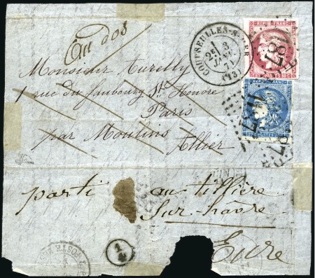 Stamp of France » Guerre de 1870-1871 REPÊCHAGE DE JUIN 1871
Boule de Moulins avec 20c 
