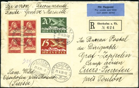 Stamp of Switzerland / Schweiz 1929 (May) abortive Zeppelin 1st America Flight, f