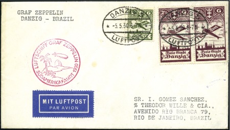 Stamp of Germany » Danzig 1930 (May) Zeppelin South America Flight cover wit