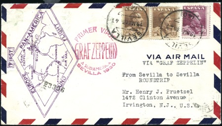 Stamp of Spain 1930 (May) Zeppelin South America Flight, cover fl
